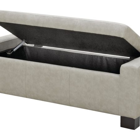 CANVAS Louisa Upholstered Hinge-Top Storage Ottoman/Bench With Padded Seat, Light Grey