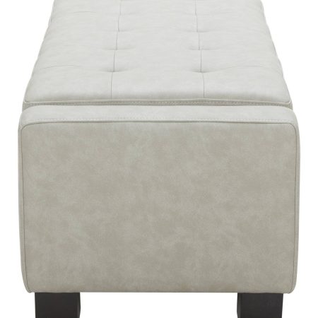 CANVAS Louisa Upholstered Hinge-Top Storage Ottoman/Bench With Padded Seat, Light Grey