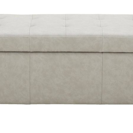 CANVAS Louisa Upholstered Hinge-Top Storage Ottoman/Bench With Padded Seat, Light Grey