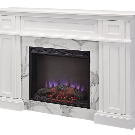 CANVAS Marseille Mantle Fireplace, 54-in, 1500W, Includes Remote Control, White