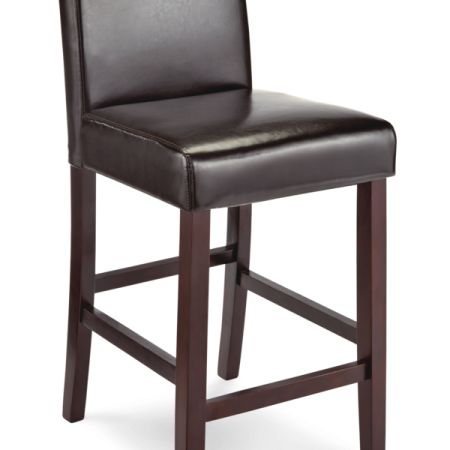 CANVAS Parsons Wood & PU Leather Bar Stool With Backrest, Dark Brown