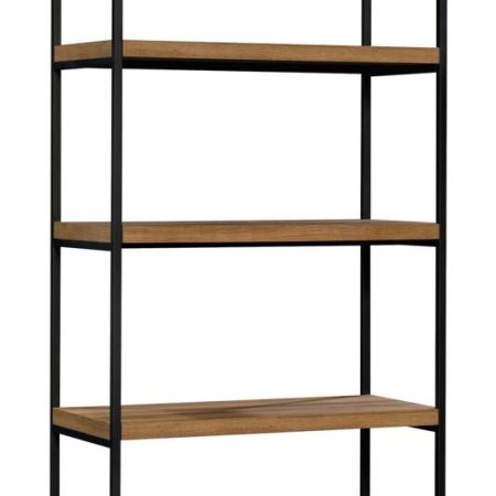 CANVAS Robson 5-Tier Metal Frame Bookcase With Storage, Oak Finish