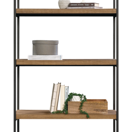 CANVAS Robson 5-Tier Metal Frame Bookcase With Storage, Oak Finish