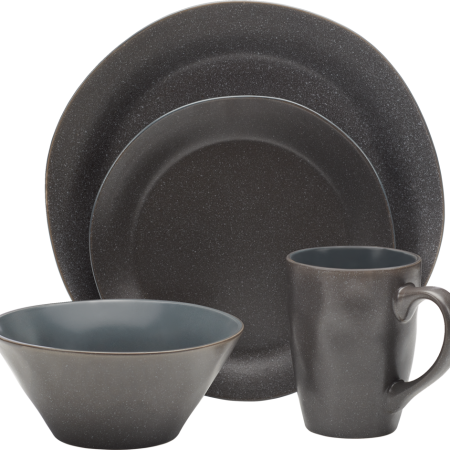 CANVAS Sutton 16pc Stoneware Dinnerware Set, Serves 4, Matte Grey