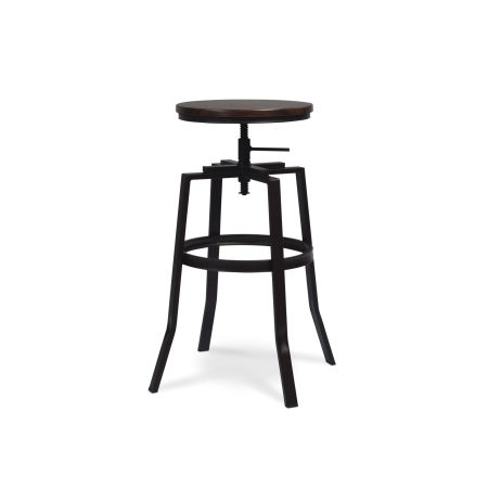 CANVAS Turner Metal Swivel Bar Stool Adjustable Height (2-Piece Set), Black/Brown