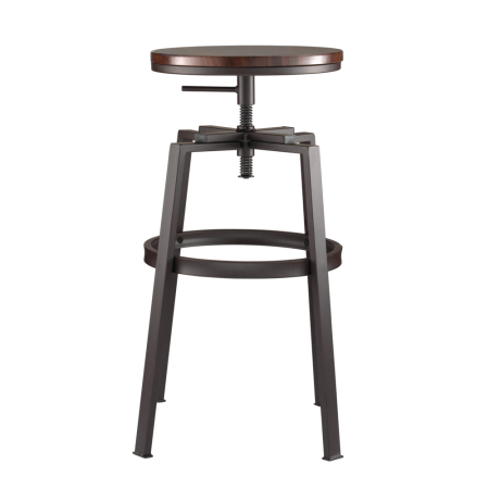 CANVAS Turner Metal Swivel Bar Stool Adjustable Height (2-Piece Set), Black/Brown