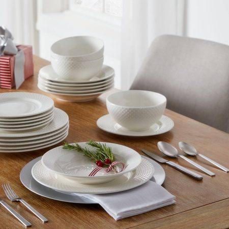 CANVAS Westbrooke Stoneware Dotted Dinnerware Set, Serves 8, 32-pc, White