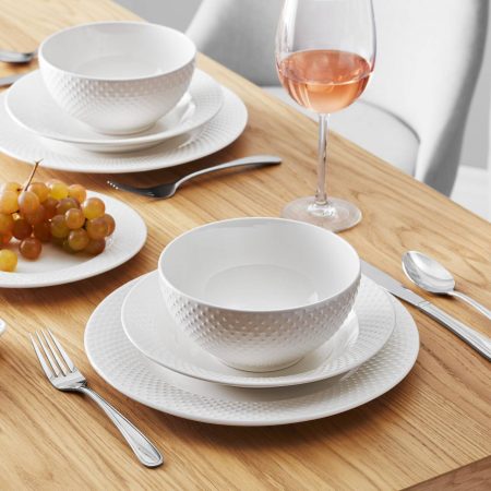 CANVAS Westbrooke Stoneware Dotted Dinnerware Set, Serves 8, 32-pc, White