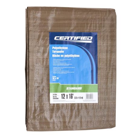 Certified Standard Green & Tan Poly Tarp, Waterproof, 12-ft x 16-ft