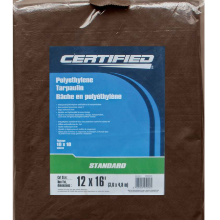 Certified Standard Green & Tan Poly Tarp, Waterproof, 12-ft x 16-ft