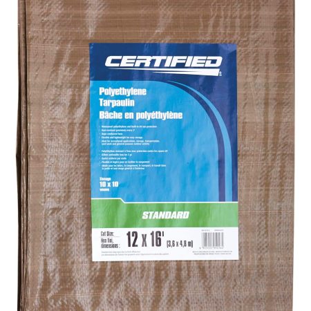 Certified Standard Green & Tan Poly Tarp, Waterproof, 12-ft x 16-ft