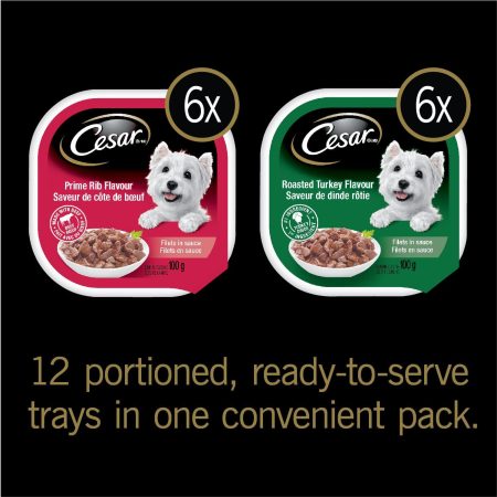 Cesar Roast Turkey & Prime Rib Flavour Adult Wet Dog Food, 100-g, 12-Pk