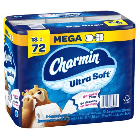 Charmin Ultra-Soft Quadruple Roll Toilet Paper, 2-Ply Tissue, 18-pk