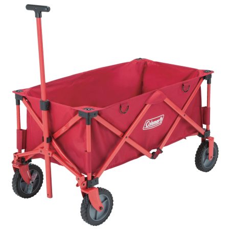 Coleman Outdoor Collapsible Folding Utility Wagon w/ Brake & Carry Bag, Red, 220 lb (100 kg) Capacity