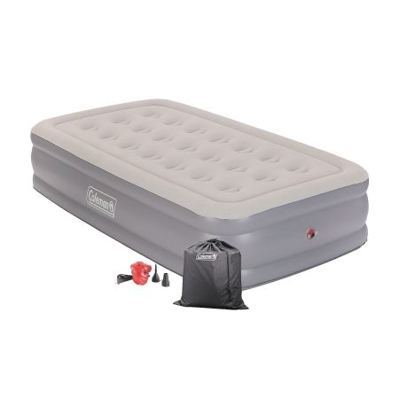 Coleman Twin Double-High Inflatable Air Mattress/Airbed w/ 120V AC Pump & Flocked Top