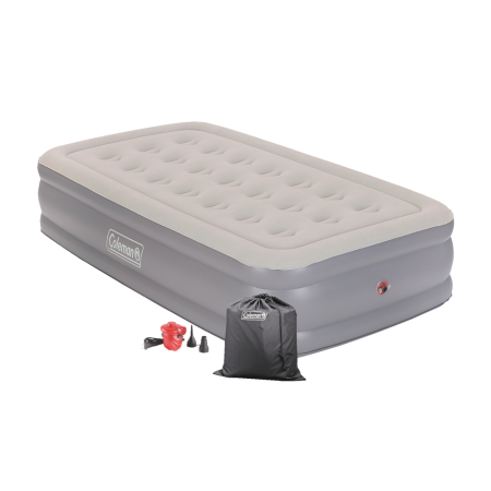 Coleman Twin Double-High Inflatable Air Mattress/Airbed w/ 120V AC Pump & Flocked Top