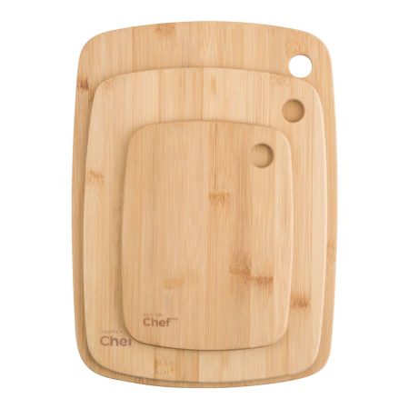 Master Chef Bamboo Cutting Board, Dishwasher Safe, Assorted Sizes, 3-pk