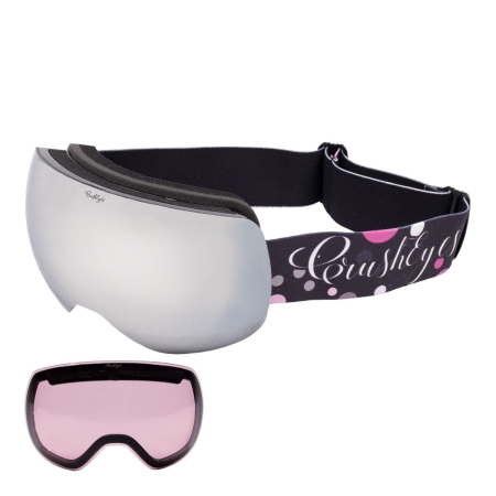 Crusheyes Montagne Women's Ski & Snowboard Goggles 2023 Black with Pink Lens