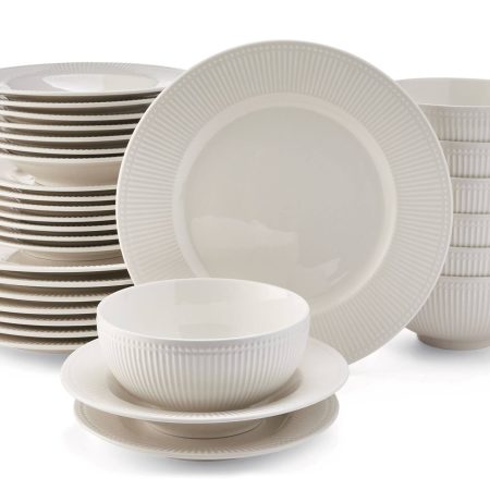 CANVAS Stoneware Microwave & Dishwasher Safe Dinnerware Set, Serves 8, 32-pc