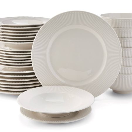 CANVAS Stoneware Microwave & Dishwasher Safe Dinnerware Set, Serves 8, 32-pc