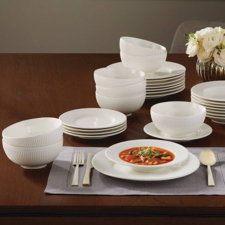 CANVAS Stoneware Microwave & Dishwasher Safe Dinnerware Set, Serves 8, 32-pc