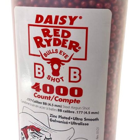 Daisy Red Ryder Bullseye BBs, 4000-pk, Airsoft, Zinc-Plated, Red