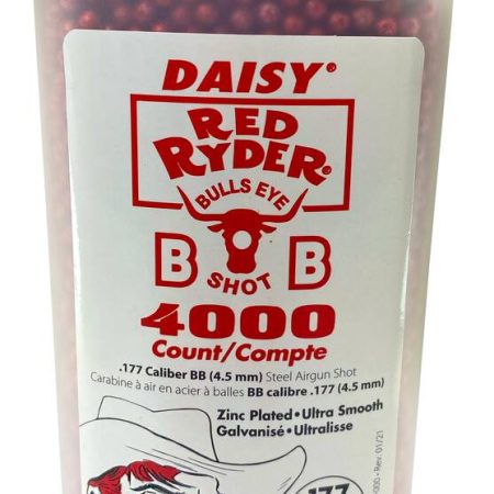 Daisy Red Ryder Bullseye BBs, 4000-pk, Airsoft, Zinc-Plated, Red