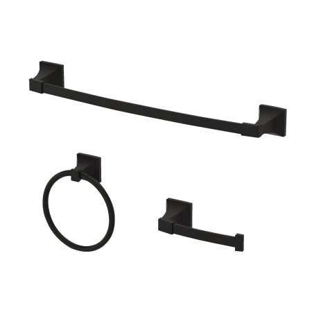 Danze Aztek Modern Bathroom Hardware Accessories Kit, Matte Black, 3-pc