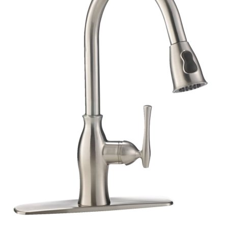 Danze Lisa Single Handle High Arc Pull Down Kitchen Faucet, Brushed Nickel