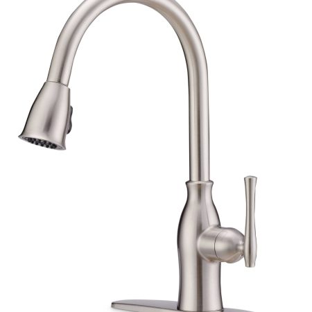 Danze Lisa Single Handle High Arc Pull Down Kitchen Faucet, Brushed Nickel