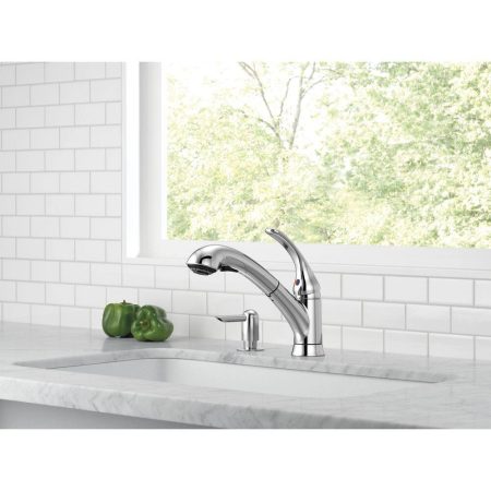 Delta Faucet Principals Single Handle Pull Out Kitchen Faucet, Chrome