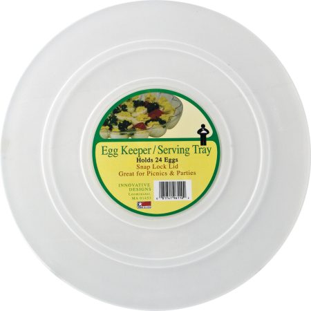 Round Plastic Reusable Egg Tray with Lid, Clear, 12-in, for Easter