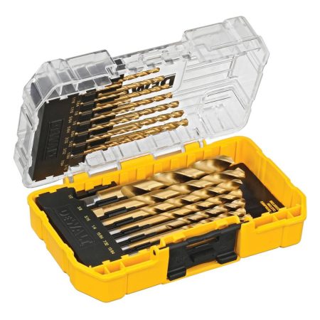 DEWALT DW1342 Speed Tip Titanium-Nitride Coated Drill Bit Set for Wood, Metal, Plastic, 21-pc