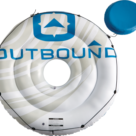 Outbound Inflatable Floating River/Lake Connectable Multiple-Person Party Island w/Cooler, White/Blue