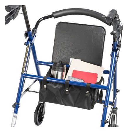 Drive 4-Wheel Folding Aluminum Rollator with Seat, Backrest & Handbrake, Assorted Colours, 32-37-in Height