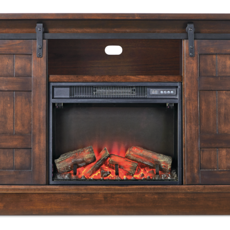 CANVAS Eastwood Electric Fireplace TV Stand, 60-in, 1500W, Includes Remote Control, Brown