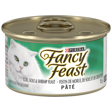 Purina® Fancy Feast® Cat Food, Cod, Sole & Shrimp, for Cats of all Ages/Sizes, 85-g