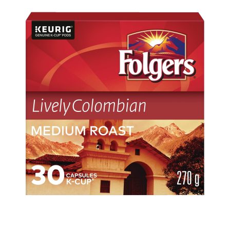 Keurig Folgers Lively Colombian Medium Roast K-Cup® Coffee Pods, 270-g, 30-pk