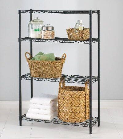 For Living Metal 4-Tier Adjustable Wire Storage Shelves/Unit, Black