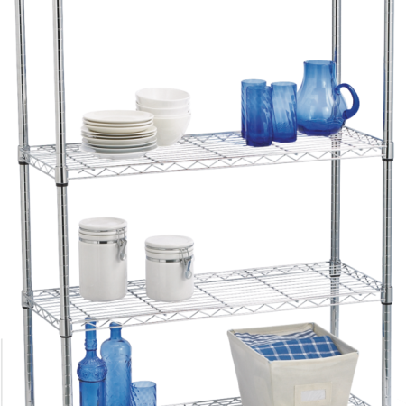 For Living Metal 4-Tier Adjustable Wire Shelving Storage Unit, Chrome