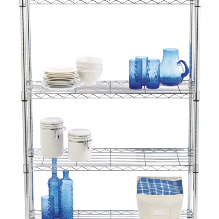 For Living Metal 4-Tier Adjustable Wire Shelving Storage Unit, Chrome