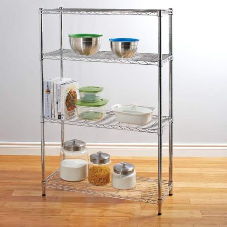 For Living Metal 4-Tier Adjustable Wire Shelving Storage Unit, Chrome