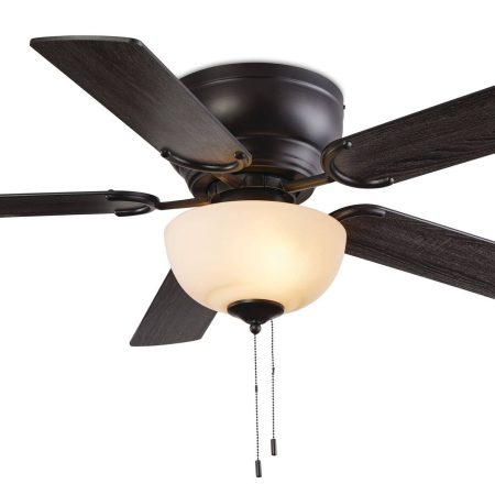 For Living 5-Reversible Blade 3-Speed Ceiling Fan with Lights, 44-in, Black