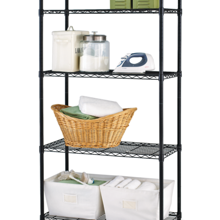 For Living Metal 5-Tier Adjustable Wire Shelving Storage Unit, Black