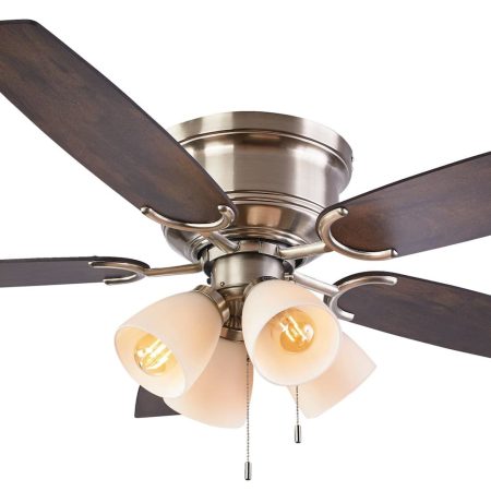 For Living 5-Blade 3-Speed 4-Lights Ceiling Fan, 52-in, Brushed Nickel