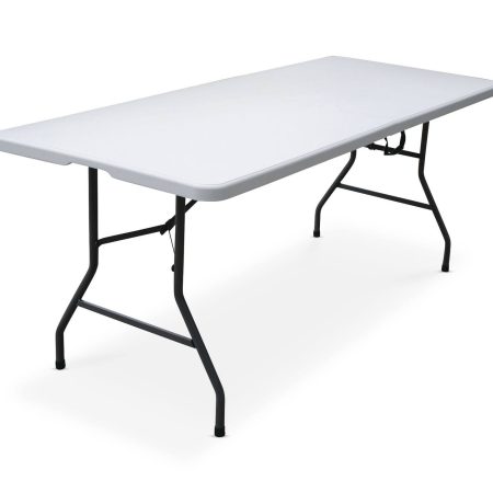 For Living 6-ft Portable Indoor/Outdoor Plastic & Metal Folding Table with Handle, White