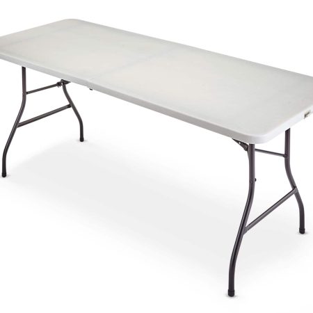 For Living 6-ft Portable Indoor/Outdoor Plastic & Metal Folding Table with Handle, White