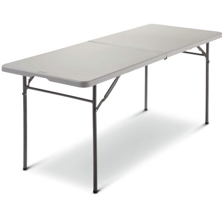 For Living 6-ft Portable Plastic & Metal Folding Table with Handle, Grey