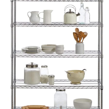 For Living Metal 6-Tier Adjustable Wire Shelving Storage Unit with Wheels