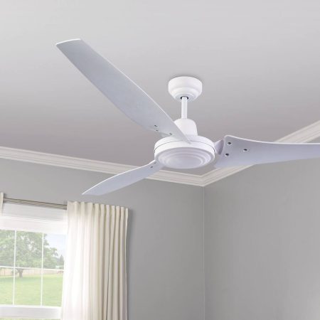 For Living 3-Reversible Blade 3-Speed Ceiling Fan with Remote Control, 60-in, White